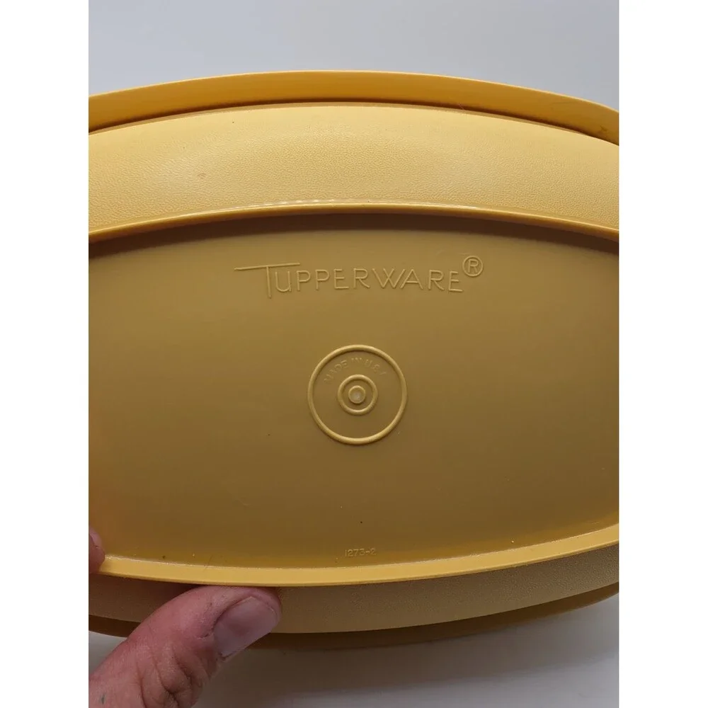 Vintage Tupperware Microwave Vegetable Steamer Set 1273-2 Harvest Gold Complete.